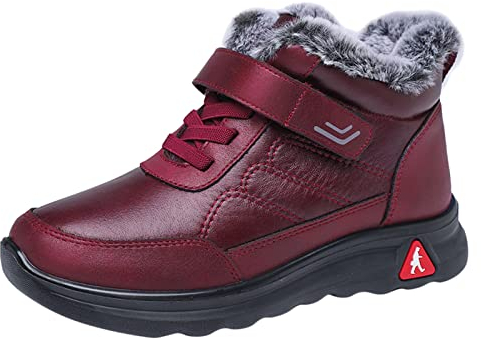 Stivaletti Gomma Porta Stivali Scarpe da donna Inverno Peluche Ispessito Coppia Scarpe da passeggio Inverno Ultimo design Trend Fashion Stivali Con Tacco A Rocchetto Da Donna Stivali Gomma (Red, 39)