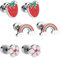 3 Paar Süße Ohrringe für Mädchen, Kleine Erdbeer Ohrringe für Empfindliche Ohren Ohrringe mit Schraubverschluss Regenbogen Blume Chirurgenstahl Durchbohrte Ohrstecker für Kinder