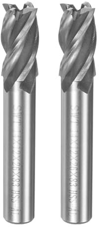 QUARKZMAN 2pcs 14mm x 12mm 4 Flûtes HSS-AL Hélicoïdal Grainure Droite Queue Fin Fraise Fraisage Fraise Outil