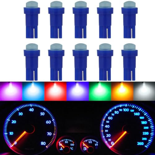 YXRRVING 10Pcs T5 LED Lights for Car Dashboard,T5 C0B Car Dashboard Light,DC 12V Led Bulb for Gauge Cluster Indicator Dashboard Instrument Panel Lights,LED Super Bright T5 C0B Car Dashboard Light