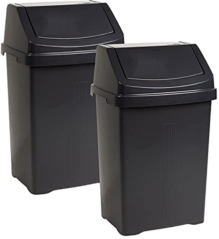 Lot de 2 poubelles avec couvercle basculant Anthracite 50 l – Poubelle de tri sélectif Poubelle