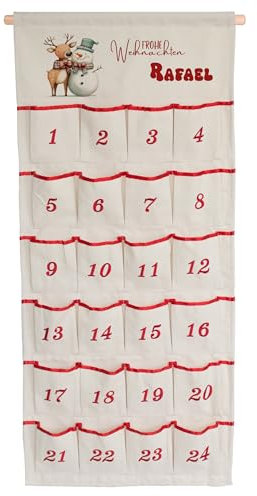 GRAZDesign Adventskalender Kinder personalisiert zum Befüllen, persönlich mit Namen & Schneemann