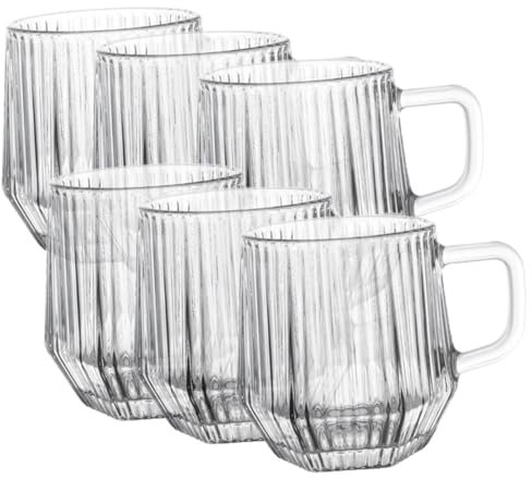 PHENOFICE 6stücke Vertikale Glasbecher Mit Henkel Transparente Trinkgläser Für Kaffee Tee Und Wasser Für Täglichen Gebrauch Und Stilvolle Anlässe
