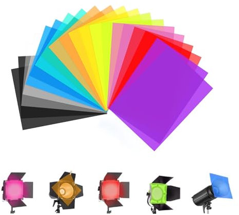 Farbfolien Gel Farbfilter Filter,20 Blatt 10 Farben Transparente Farbfolien Fotografie A4 Transparenter Farbfilm Farbfolien für Scheinwerfer für Lesehilfen Lampe Scheinwerfer Foto Studio LED