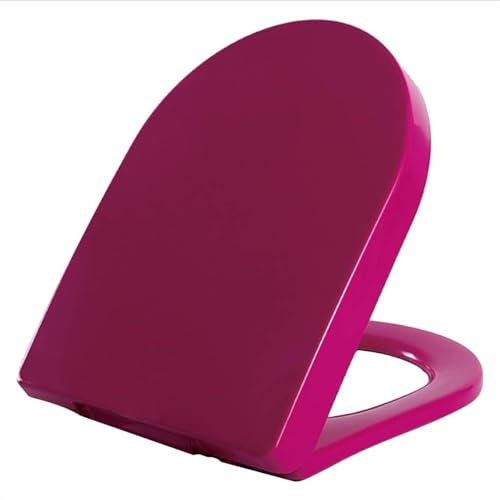 Brigtviee Abattant WC Forme D, Cuvette Toilette avec Frein de Chute, Lunette de Toilette Universelle, Siège de Toilette Fast Fixation, Charnière Réglable, Matériau PP réglable 42-48 cm,Violet