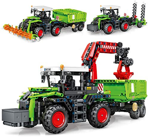 TOY PLAYER 3 in 1 Traktor Harvester Klemmbausteine Bausteine,City Bauernhof LKW Spielzeug für Erwachsene und Jungen und Mädchen im Alter von 8–12 Jahren 1481 Teile