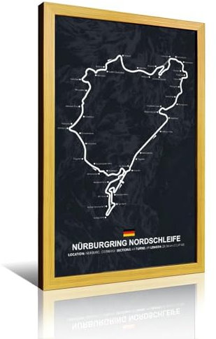 HKLOPUY Póster de mapa de Fórmula 1 Nurburgring Nordschleife, pintura decorativa, lienzo, póster de pared e imagen artística moderna para decoración de dormitorio familiar, 60 x 90 cm