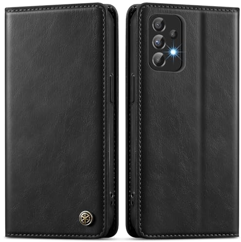 GUCASBE Handyhülle für Samsung Galaxy A53 Hülle Premium PU Lederhülle | 3 Kartenfächer+Geldscheinfach, Ständer, Wallet Flip Case, RFID Blockierung, Stoßfest Klapphülle für Galaxy A53, Schwarz