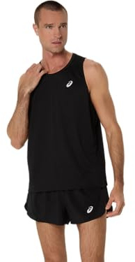 ASICS Men's SILVER SINGLET Running Apparel, M, PERFORMANCE BLACK