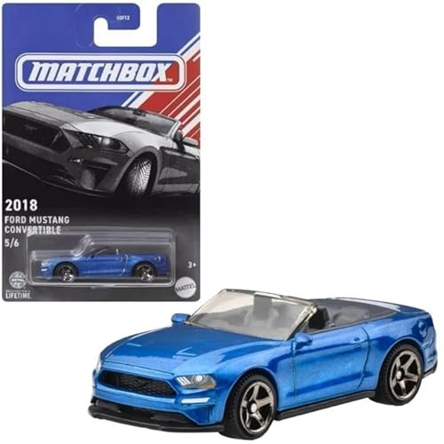 Matchbox Ford Mustang Convertible Diecast Car, 2018, Blue, 1:64 Scale