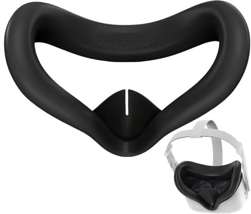 VR Silicone Face Cover for Meta Oculus Quest 2 Headset Sweatproof Waterproof Anti-Dirty Replacement Facial Cushion VR Pads Accessories Comfort Light Thin Face Pads Kit Keep Sweat-Free (Black)