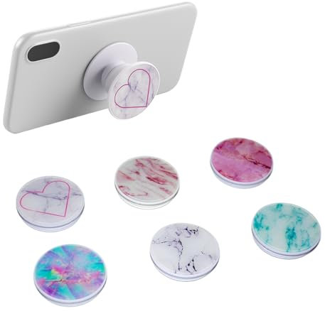 SSKHE Premium Mobile Phone Grips Multifunctional 360° Rotating Marble Base Extendable and Grip Foldable and Retractable Mobile Phone Ring Grip Holder for Smartphones and Tablets (6pcs)