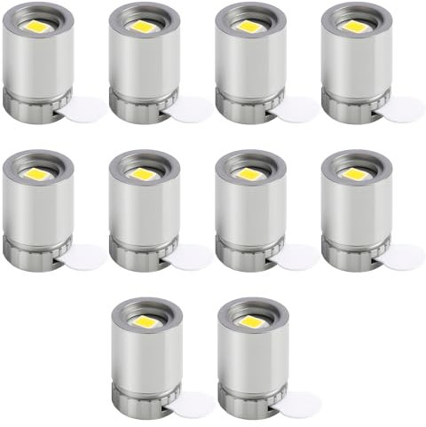 10-Pack LED Mini Lights for Dollhouses and Crafts, Warm White, Battery-Operated Small LED Lights with Silver Plastic Casing,for Paper Lanterns, Party Decorations, and Dollhouse Accessories
