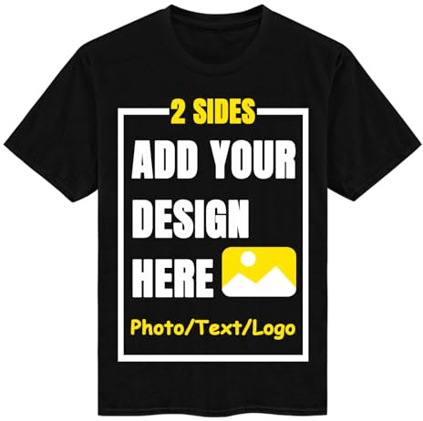 CMLONGQIA Custom T Shirts for Men Women Personalised Photo Text Logo Shirt | Personalised Cotton T Shirts Crewneck Tee Shirts Design Your Own Text Picture Logo for Birthday Christmas Army Green 2XL