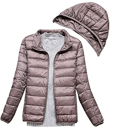 Piumino Donna 100 Grammi Caldo Antivento Invernali Giubbotto Ripiegabile Imbottito Leggero Piumini Con Cappuccio Manica Lunga Comodo Mezza Stagione Cappotto Cerniera Elegante Giacca Casual