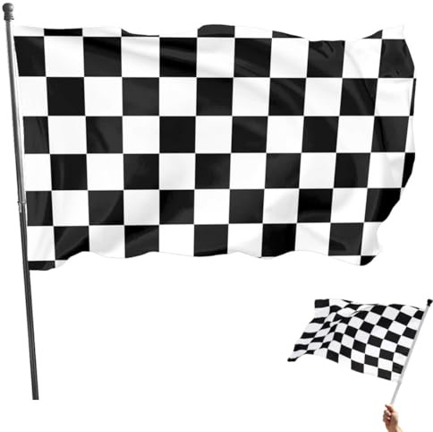 YOFDAL 1 pieza Bandera de carreras a cuadros blanca y negra, bandera de carreras de coches, fiesta de cumpleaños, 90 x 150 cm