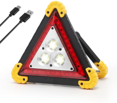Umllpet LED Warndreieck Auto, Faltbares Design, IP65 wasserdicht, 4 Lichtmodi, Sicherheitsdreieck LED für Pannenhilfe, Unfall, Autoreparatur, LKW, Werkstatt, Camping und Outdoor Straßensicherheit