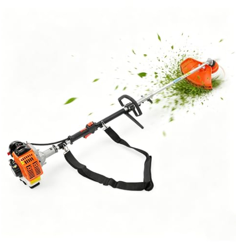 YUNRUX Decespugliatore a benzina da 0,75 l, 3 in 1, decespugliatore a zaino, raffreddato ad aria, a benzina, tagliaerba a due tempi, 750 W, colore: arancione