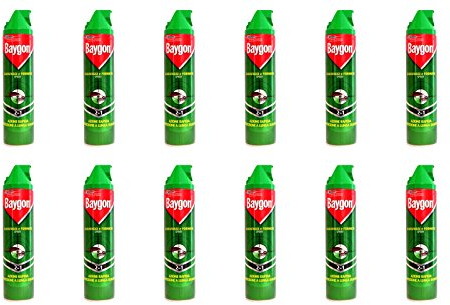 Baygon - 12 x spray 400 ml 2 en 1 cucarachas y hormigas