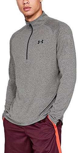 Under Armour Men's Tech 2.0 1/2 Zip-up Long Sleeve T-shirt Sweatshirt, Charcoal Light Heath (019)/Black, L