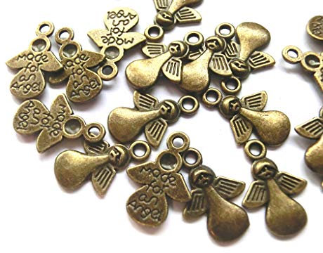 beadsvision 30 Charms Engel Made for an Angel 17x12mm Farbwahl antiksilber gold bronze kupfer Anhänger Metall #S500 (bronze #S317)