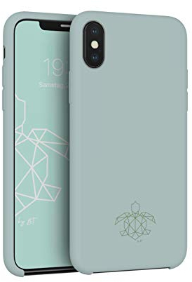 turtleandcase Silikonhülle für iPhone X (5,8) - Liquid Silicone Case - Kostenloses Panzerglas - Hochwertiges Silikon Schutz - Kratzfestes Mikrofaserfutter Schutzcase (Helles Minzgrün)