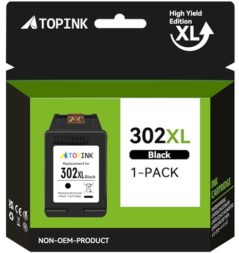 302 Druckerpatronen Schwarz, 302 XL Ersatz für HP 302 Druckerpatronen, 302 Schwarz für HP OfficeJet 5230 3831 5220 3833 3830 5232 DeskJet 3630 3636 3639 Envy 4520 4527 4525 4524 (1er-Pack)