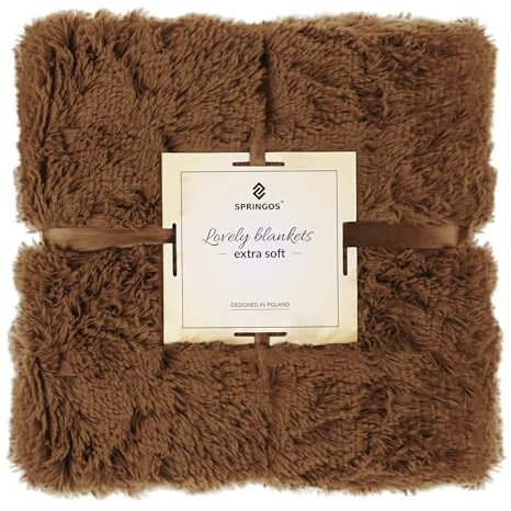 SPRINGOS Kuscheldecke Plaid Überwurf Plüschdecke Decke Wohndecke zweiseitig Kunstfelldecke 220 x 240 cm