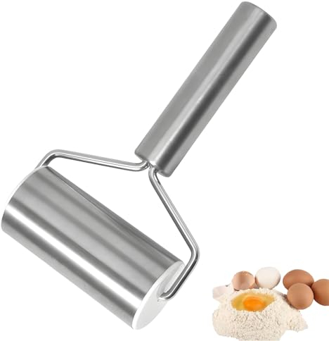 Kuchenblechroller Edelstahl Klein - Teigroller für Backblech, Nudelrolle für Pasta, Cookies, Pizza und Teig
