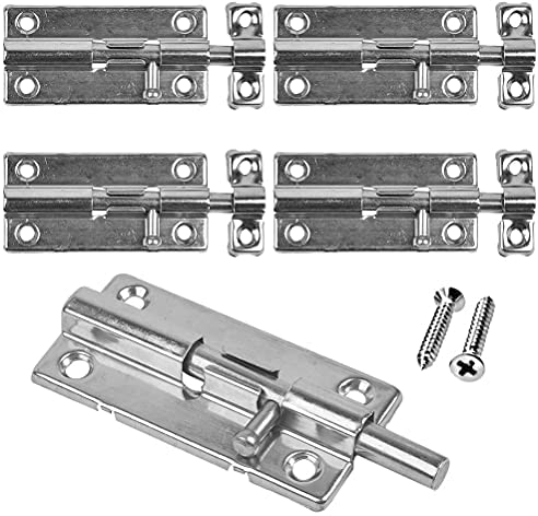 5 Stück Verriegelung für Türen Klein, Riegelschloss mit Screw, Türriegel Beidseitig Edelstahl für Badezimmer, WC, Schuppen, Schlafzimmer, Haustiergitter