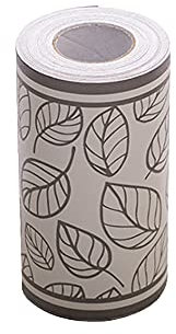 Gray Leaves PVC Self Adhesive Wallpaper Stick Wall Borders Waterproof Stickers for Bathroom Kitchen 10 Meters