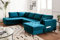 Lisa Design Anna – Wohnlandschaft Ecksofa – mit Schlaffunktion und Bettkasten – zeitgenössischer Stil Entenblau