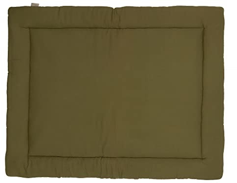 KraftKids Krabbeldecke Doppelkrepp Grün Herbstgrün, gepolsterte Babydecke aus hochwertiger Baumwolle in den Maßen 100 x 135 cm