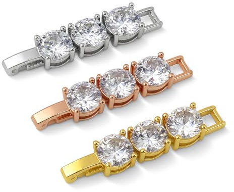 ONDEGO® Schmuck Verlängerung Klappverschluss mit Zirkonia, 3,2 cm, Zwischenstück für Armband & Halskette, Silber Roségold Gold (Rosegold)