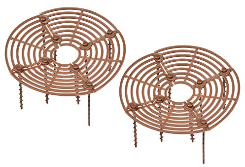 PATIKIL 7.5 Plant Pot Grid, 2 Pack Round ABS Flowerpot Soil Protector Cover, Brown