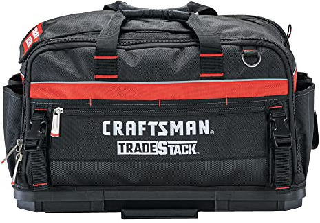 CRAFTSMAN TRADESTACK Werkzeugtasche, 57,1 cm, strapazierfähiges Polyester, Schwarz und Rot (CMST21450)