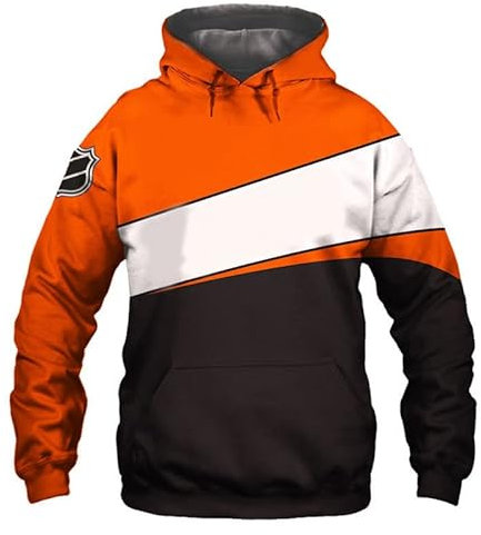 SZRXKJ Herren Kapuze Ice Hockey 3D Print K Serie Philadelphia Farbe Patchwork Flyers Freizeitmode Hoodies Sweatshirts(L,Blue)