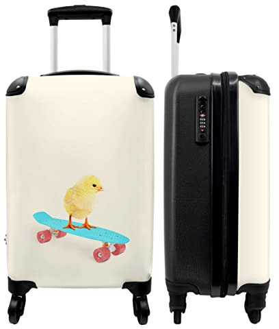 NoBoringSuitcases.com® Kinder Koffer Hartschalenkoffer Klein Rollkoffer Handgepäck Geschenk - Skateboard - Blau - Tier - 55x35x20cm