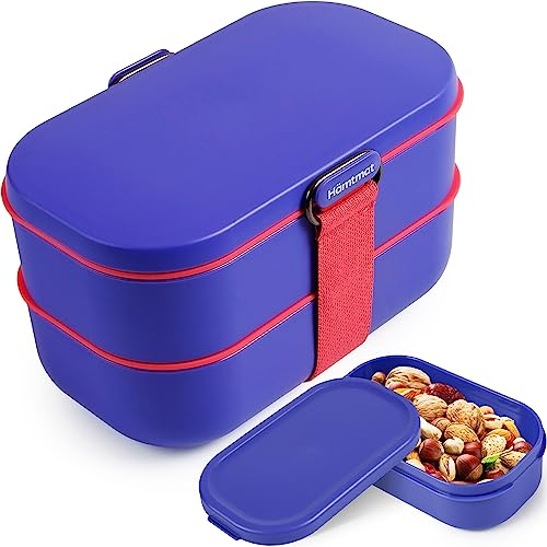 HÄMTMAT Bento Lunchbox All-in-One – 2 Lebensmittelbehälter, Tasse, Löffel, Gabel, Essstäbchen, auslaufsichere Deckel mit Belüftungsschlitzen. Für Damen, Mittagessen, Reisen. Unendliche Lavendelfarbe