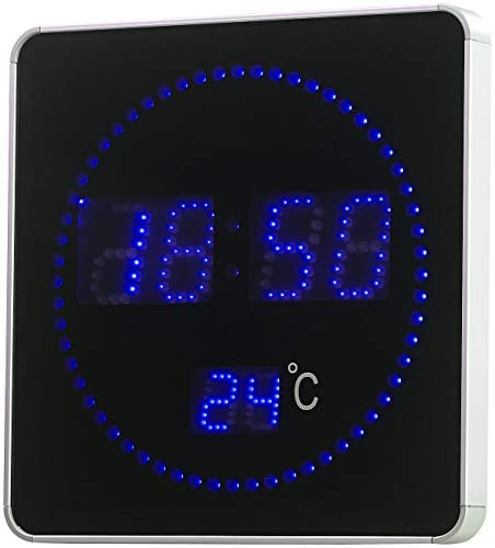 Lunartec LED-Uhren Wanduhr Funk: Flache LED-Funk-Tisch- & Wanduhr, Temperatur-Anz., Versandrückläufer (Digitale mit Beleuchtung, Digitale, Uhrwerk)