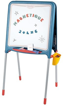 Smoby - Tubentafel – doppelseitig weiß magnetisch + Kreidetafel – Abnehmbarer Behälter – 80 Zubehörteile enthalten – 72 magnetische Buchstaben und Zahlen – ab 3 Jahren
