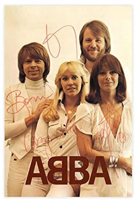 VOLBOZ ABBA 1997 Rock Band Vintage Legend Autogramm Art Deco Poster Leinwand Poster Wandkunst Dekor Druck Bild Gemälde für Wohnzimmer Schlafzimmer Dekoration ungerahmt 20 x 30 cm