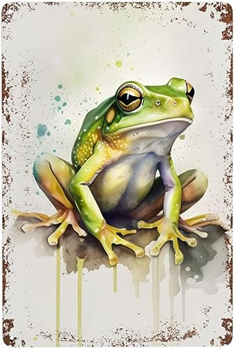Frogs Blechschild, lustiges Aquarell-Frosch, Metallschilder für Zimmer, Zuhause, Büro, Bar, Club, Küche, Dekorationen, Kunstposter, Wanddekoration, Schild, 20,3 x 30,5 cm