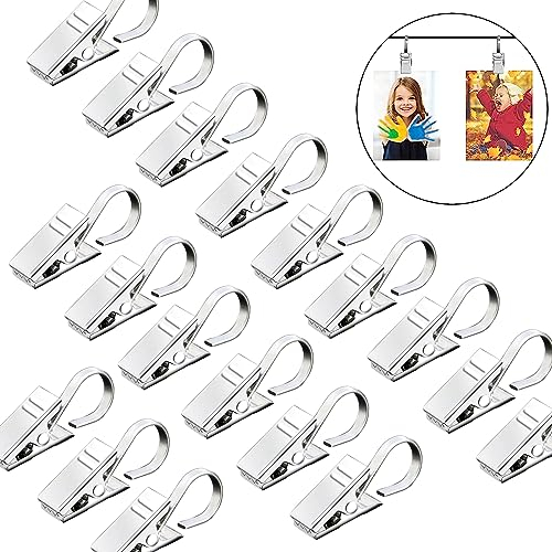 xinsheng 50 Pezzi Clip per Tende con Ganci in Acciaio Inox, Pinze per Tende, Gancio per Tenda Multifunzione, Anelli per Tende con Ganci per Foto, Tende, Fili Luminosi, Decorazioni per La Casa-3,3x1cm