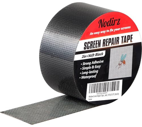 Window Screen Repair Tape, Screen Rrepair Kit for Windows or Doors Screen Repair, Strong Adhesive Screen Patch Repair Kit Mesh Repair (Black, 30 FT)