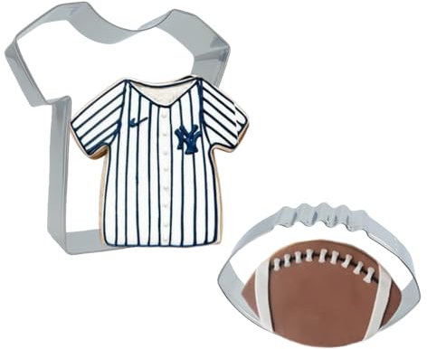 Soccer Cookie Cutters, Football Helmet Football Jersey/T-shirt Cookie Cutters with Recipe Instruction Shapes