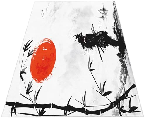 Srigzcaly Bunte Teppich rutschfeste 180x240 cm - Japanisches Samurai-Muster Dekor Teppich, Für Wohnzimmer, Esszimmer, Schlafzimmer Kinderzimmer - Kurzflor Flanell Teppiche Pflegeleicht Waschbare