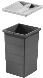 Hailo Inneneimer 1129949 | Abfalleimer 15 Liter mit Deckel | in den Maßen 226 x 233 x 350 mm | Dunkelgrau