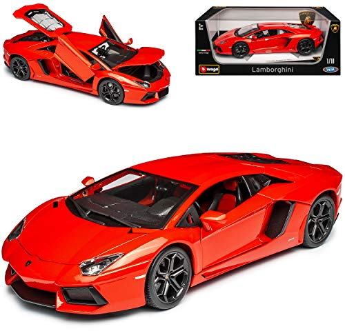 Generisch Lamborgihini Aventador 2011 Lp700-4 Lp 700 Orange Coupe 1/18 Burago Modell Auto mit individiuellem Wunschkennzeichen