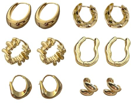 Qkepcy Set Aus 6 Paaren Creolen Ohrringe Für Damen Vergoldete Edelstahl Creolen Elegante Und Zeitlose Ohrringe Perfekt Für Alltag Und Besondere Anlässe Hochwertige Schmuckstücke